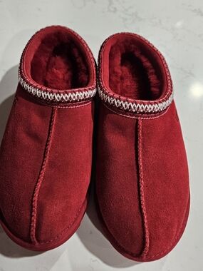 UGG Tasman Red Suede Slip-On Slippers